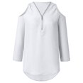 thumbnail image 4 of Cqxid525 Clearance Basic Tee Tops 2025 Button Women Ladies Clothing Loose Shirt Chiffon Zipper Long Sleeves Plus Size Tops Cold Shoulder Top 2025 Trendy T Shirts Summer Clothes, 4 of 7