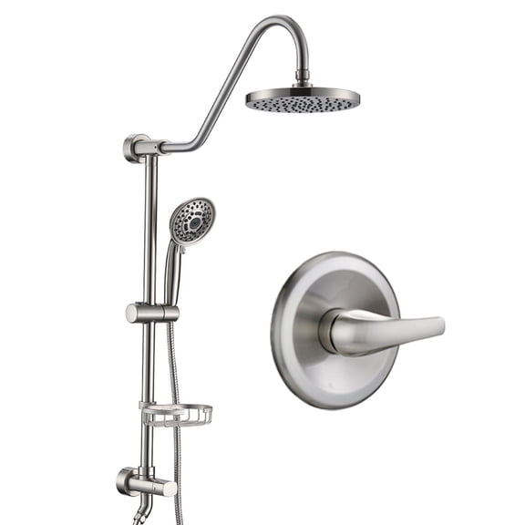 Freestanding Bathtub Faucet, Shower Head with Handheld Shower System with 8" Rain Shower Head (Rough-in Valve Included), Brushed Nickel Freestanding Tub Filler,Stainless Steel Standalone Tub Faucet