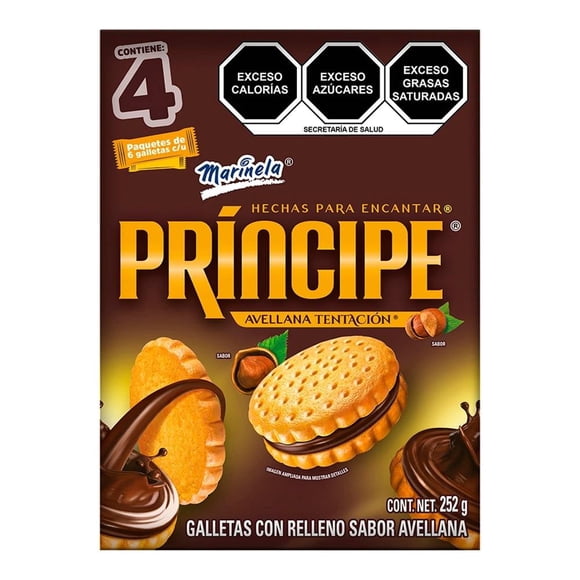 Galletas Príncipe Marinela con relleno sabor a avellana 252 g