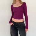 thumbnail image 2 of Camiseta Pivanzore para mujer, manga larga, cuello cuadrado, corte ajustado, 2 of 5