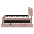 thumbnail image 5 of BEBPILOO Full Size Velvet Upholstered Platform Bed with Twin Size Trundle, Pink, 5 of 12