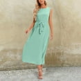 thumbnail image 3 of Aayomet Spring Dress Abaya Solid Dress Dress Under Dress Casual Womens Sleeveless Women's Casual Dress,Green XXL, 3 of 3