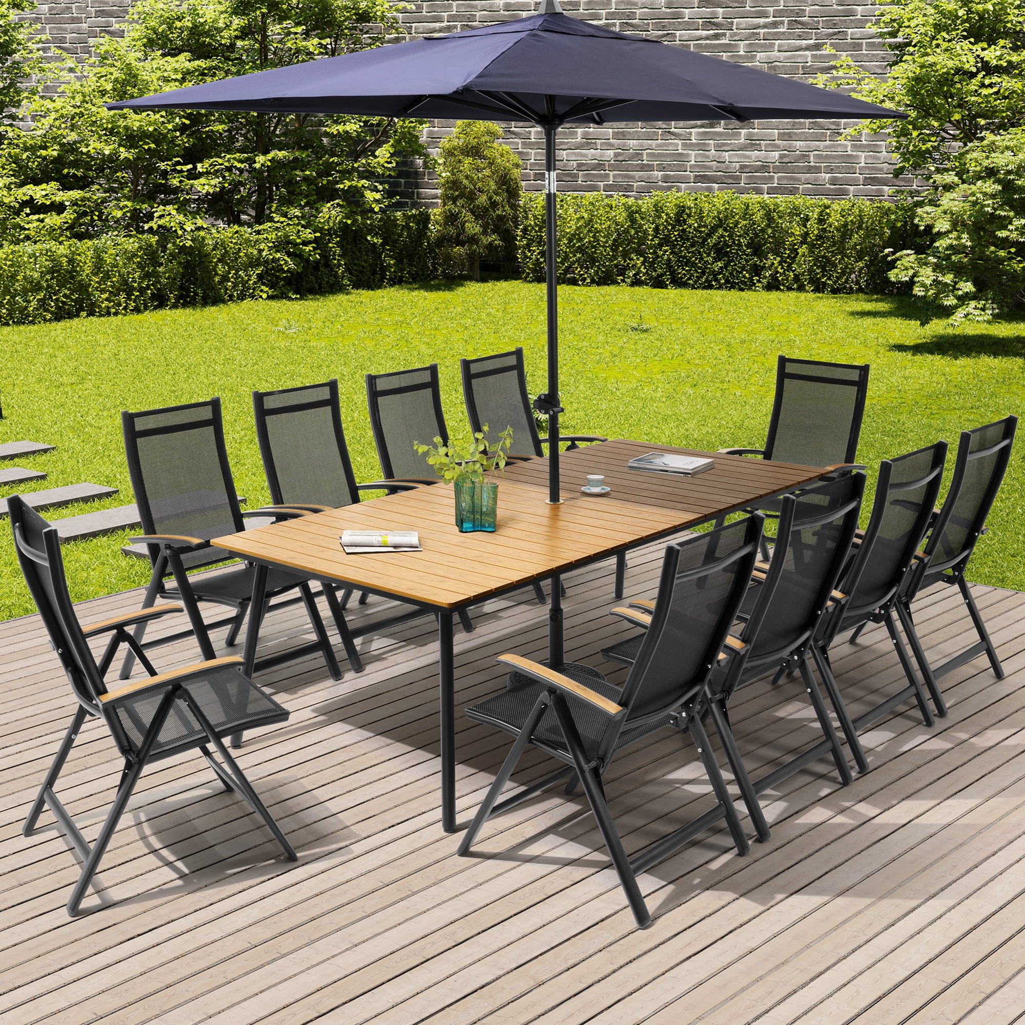 Pellebant Set of 2 Aluminum Outdoor Folding Dining Chair with Arm, Black