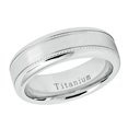 thumbnail image 3 of Men Women 7MM Comfort Fit Titanium Wedding Band White Brushed Center with Milgrain Titanium Ring (Size 7 to 12), 3 of 4