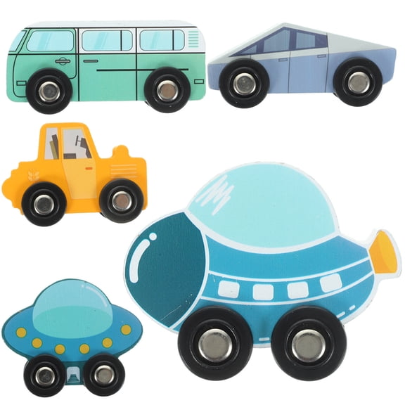 Pretyzoom 5Pcs Train Car Toy Wood Assorted Color