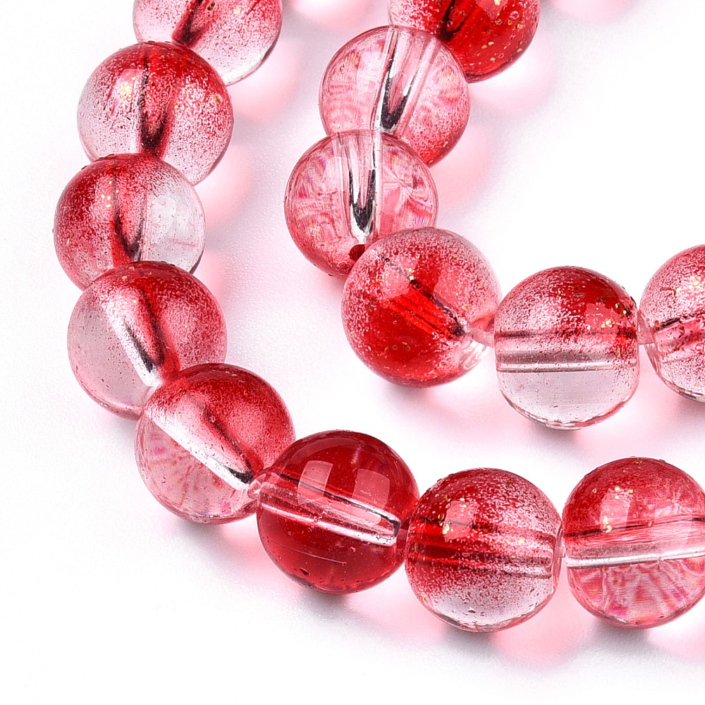 Transparent Spray Painted Glass Bead Strands with Golden Foil Round Camellia 10~11mm Hole: 1.4~1.6mm about 39~42pcs/Strand 14.84 inch~15.27 inch(37.7~38.8cm)