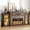 Rustic Brown, variant on Aphthongs 85" Fireplace with Mantel, Tall Fireplace TV Stand with 36" Fireplace for TVs Up to 95 Inch, LED Farmhouse Entertainment Center with Power Outlets Adjustable Shelves, Carved Decoration