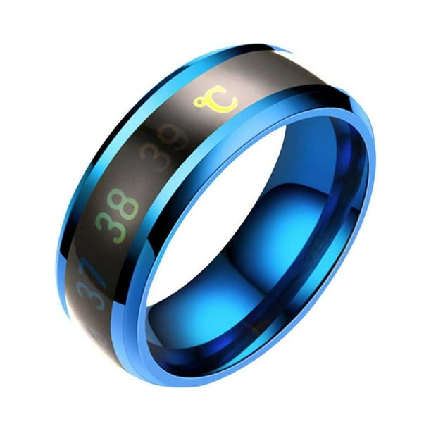 Anillo de control de temperatura para hombre y mujer | Rastreador de estado de ánimo y salud con cambio de color | Joyería de acero inoxidable, regalo para ella