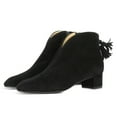 thumbnail image 3 of FSJ Women Fashion Western Tassel Block Low Heel Ankle Boots Side Zipper Booties Closed Toe V Cut Casual Vintage Shoes Size 8 Black, 3 of 4