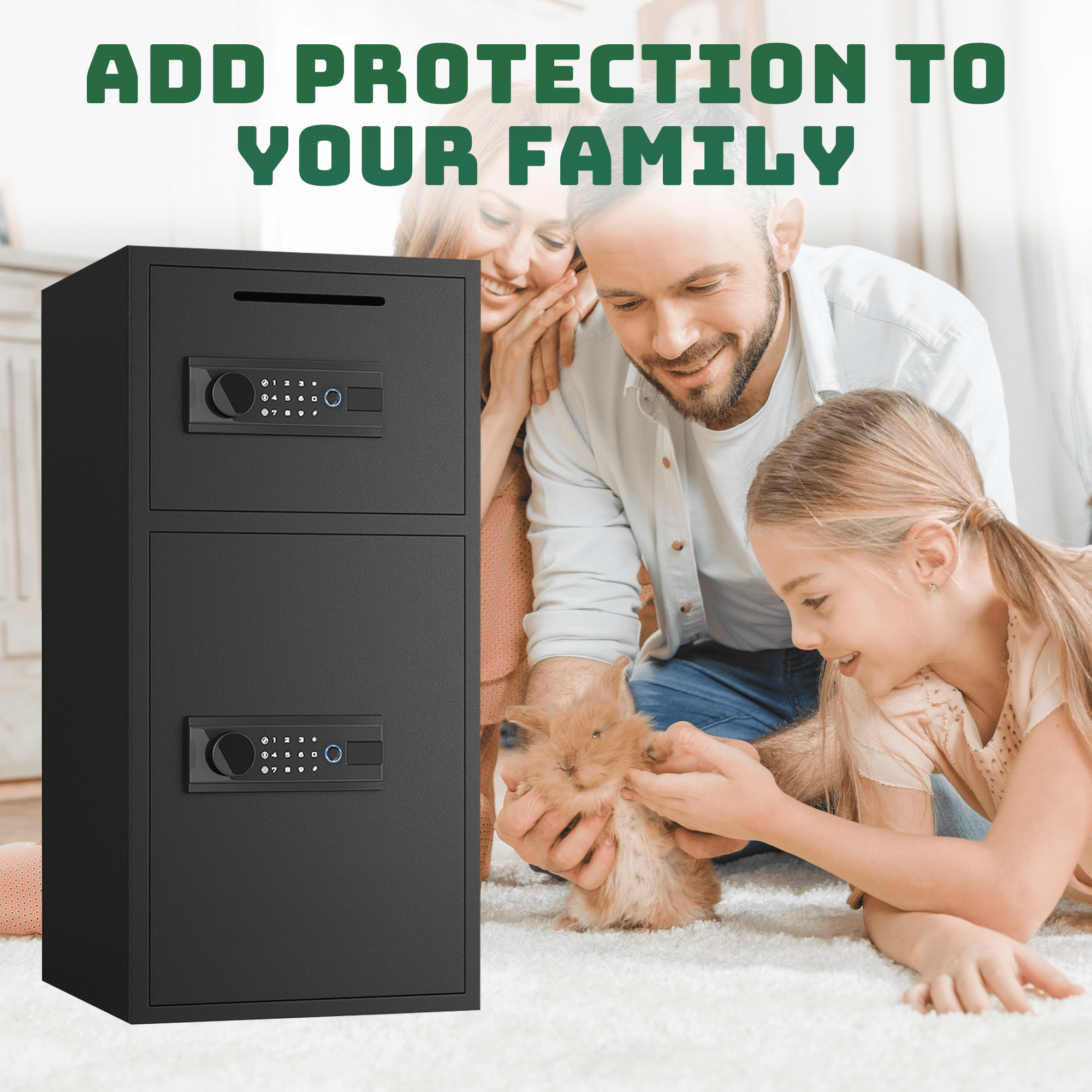 Karbeen 6.0 Cuft Large Biometric Fingerprint Safe Fireproof Waterproof, Anti-Theft Money Safe Box with Deposit Slot & Dual Alarm System, Backlit Keypad Security Document Safe for Home Office Hotel