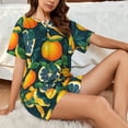 thumbnail image 4 of Haiem Fresh Orange Pattern Pajama Set for Women 2 Piece Lounge Set Short Sleeve Tops and Shorts Soft Sleepwear-3X-Large, 4 of 7