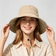 thumbnail image 2 of XIAOCHA Womens Drawcord‑Adjust Boonie Hat Solid Sun Hat Outdoor Wide‑Brim Hat,Khaki, 2 of 8
