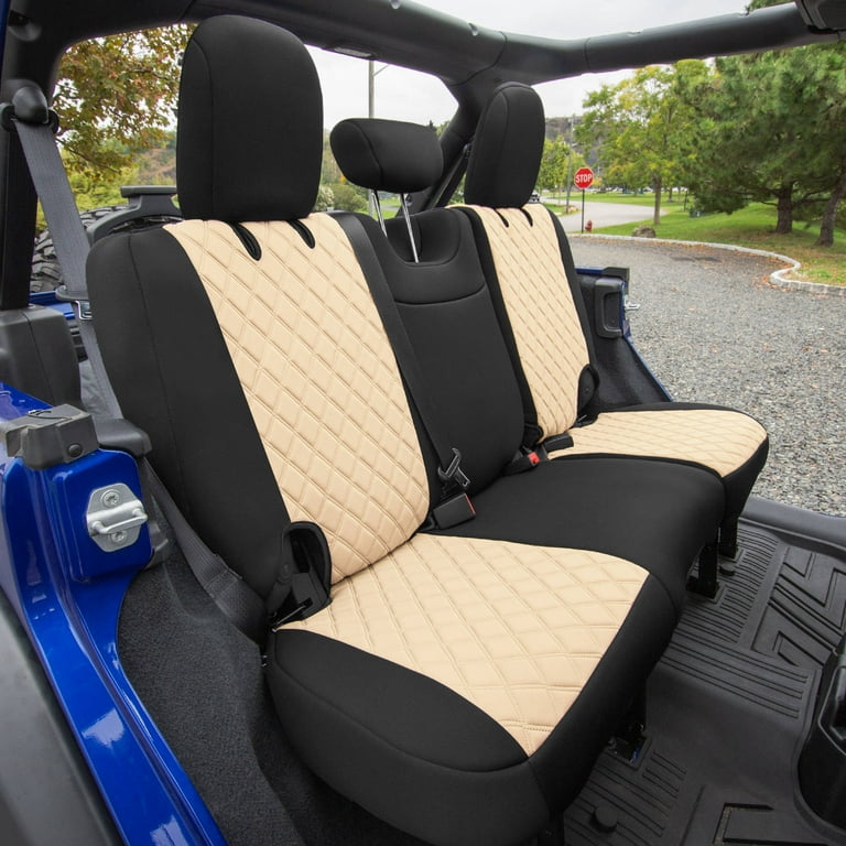 FH Group Custom Fit Car Seat Cover for 2018 2023 Jeep Wrangler JL Beige Rear Set Neoprene Seat Covers with Air Freshener Walmart