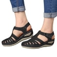 thumbnail image 4 of NOKIO Flat Women Sandals Leather Summer Sandal - Rubber Sole - Dressy Comfortable Walking Sandal Women's Soft Sole Hollow Shoes Sandals Women's Round Toe Sandals, 4 of 5