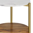 thumbnail image 6 of Simpli Home Wagner 18 inch Wide Solid Acacia Wood Mid Century Round Marble and Wood Side Table in White and Natural, 6 of 9