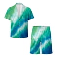 thumbnail image 4 of IWRICH Men's Short Sleeve Suit Sets Tie-Dye Formal Blazer Jacket and Shorts Wedding Party Business Casual Attire 06-Green S, 4 of 4