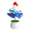 thumbnail image 1 of 3 Tier Christmas Tree Decoration Crocheted Artifical Crochet Potted Knitted Chrismas Tree Home (Blue Tree), 1 of 6