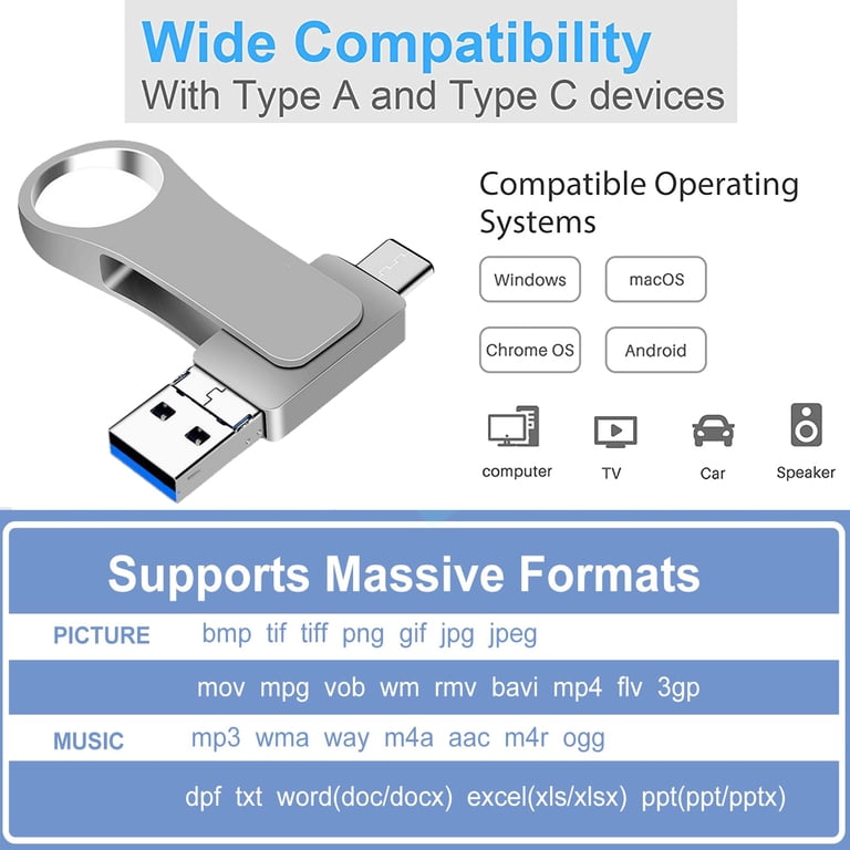 2 in 1 USB 3.0 / 2 TB / Flash Drive Type-C Hoge Snelheid Mermory Stick 2 in 1 USB 3.0 / 2 TB / Flash Drive Type-C Hoge Snelheid Mermory Stick