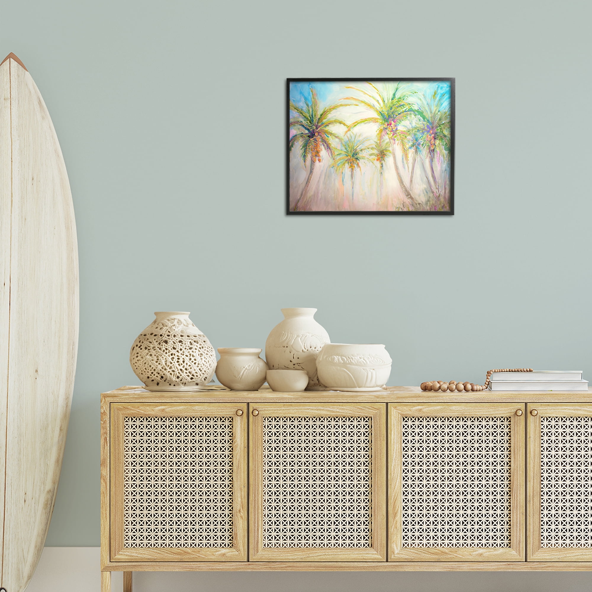Stupell Industries Swaying Palms Abstract Botanical & Floral Painting Black Framed Art Print Wall Art, 20 x 16
