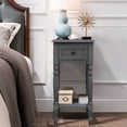 thumbnail image 3 of Narrow 1- Drawer & Shelf Table, Sized 14.2" x 14.2" x 28" - A Versatile Sofa Side Table for Living Room, Bedroom or Entryway. There are 4 colors available: Gun Metal, 3 of 7
