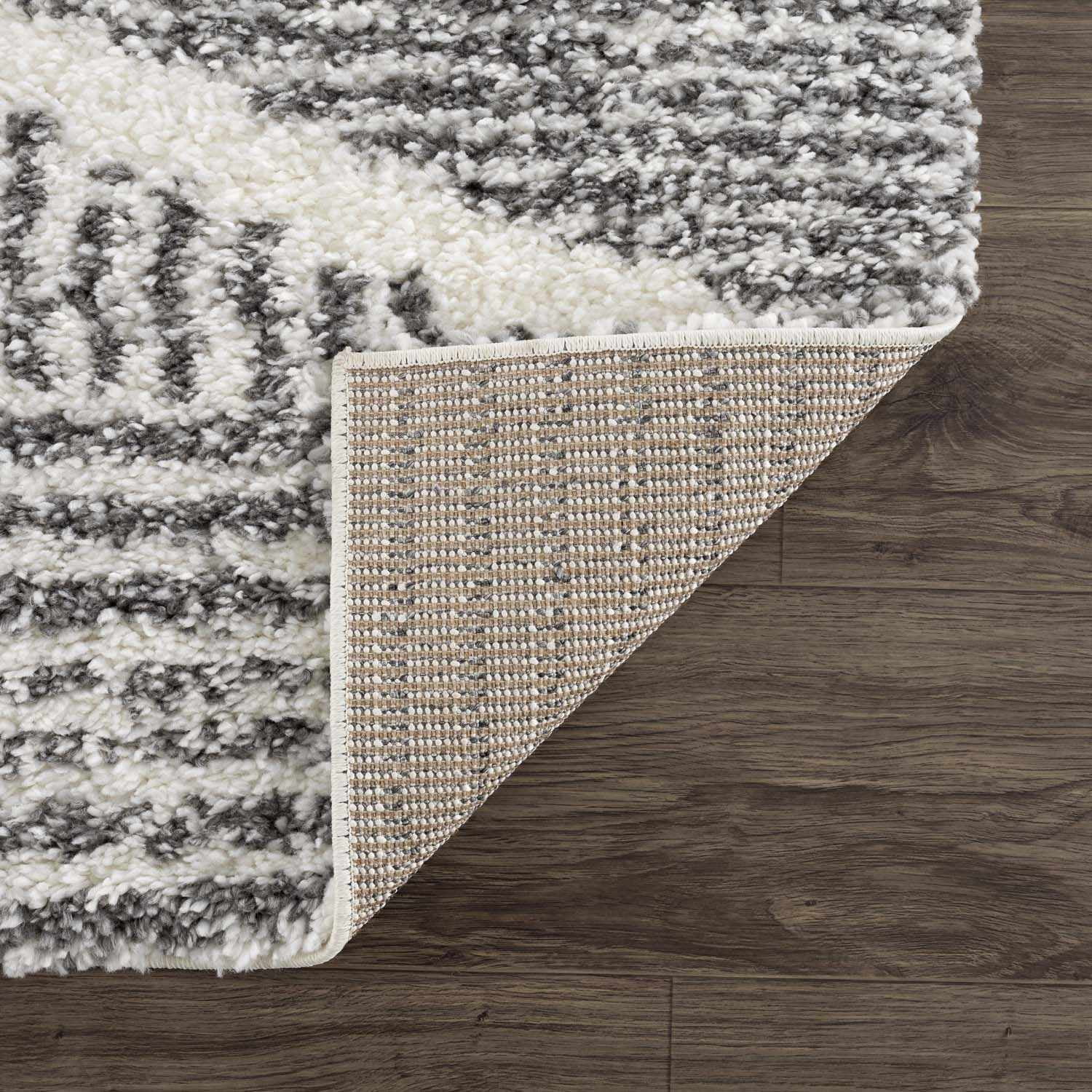 Hauteloom Atlas Moroccan Farmhouse Door Mat Shaggy Small Area Rug - Bohemian Shag Rug - Plush High Pile - Southwestern Boho Soft Carpet - Black, Cream, Grey, Beige - 2" x 3'