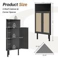 thumbnail image 2 of furlinkhm 4-Tier Corner Cabinet with Doors & Shelves, Rattan Freestanding Bar Storage Cabinet, Corner Table for Small Spaces, Living Room, Kitchen, Bathroom (Black), 2 of 9