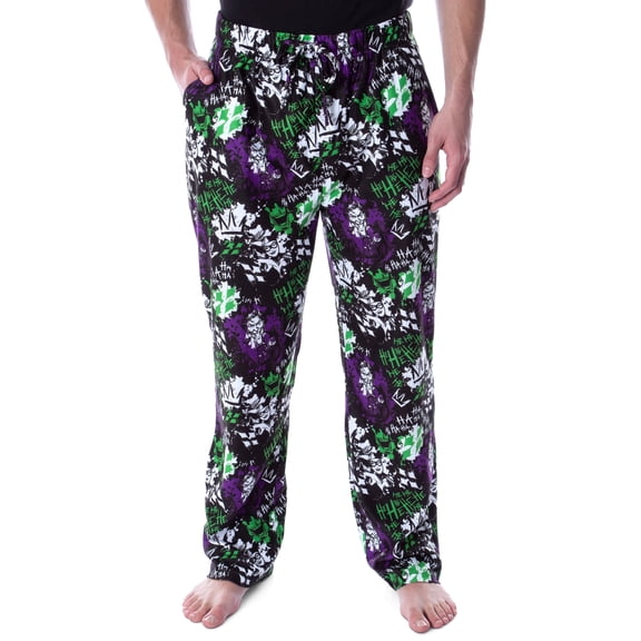 DC Comics Men's Classic The Joker And Harley Quinn Batman Villain Lounge Pajama Pants