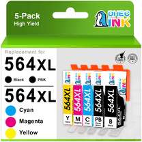 564XL Printer Ink Cartridges Compatible for HP 564 Ink Cartridges for Printers HP Photosmart 6520 5520 6510 (Black, Photot Black, Cyan, Magenta, Yellow, 5 Pack)