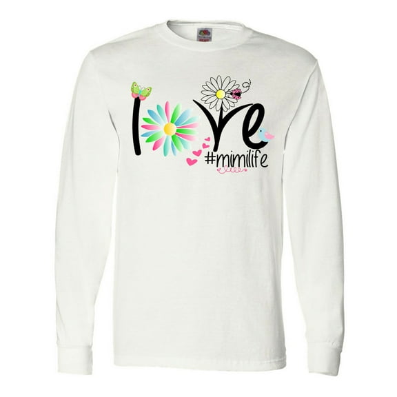 Inktastic Love Mimi Life with Flowers Long Sleeve T-Shirt