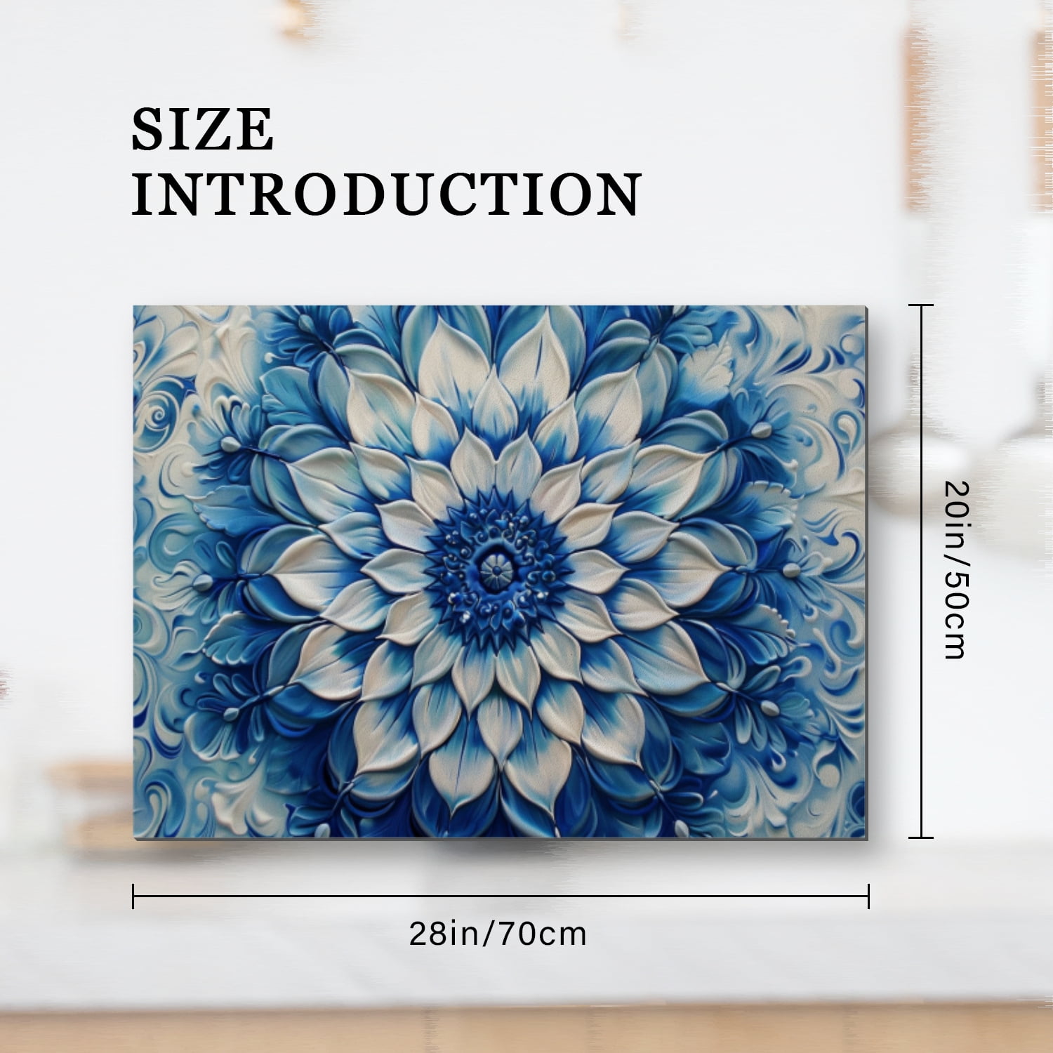 Stove Top Covers For Glasstop Stoves, Blue and White Mandala Flower Non-Stick Washable Cooktop Covers Countertop Protector, Gas Stove Top Cover Mat for Kitchen RV (28×20 Inch)