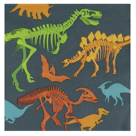100PC Dinosaur Fossil Skeleton Disposable Paper Napkins, Dino Party Supplies