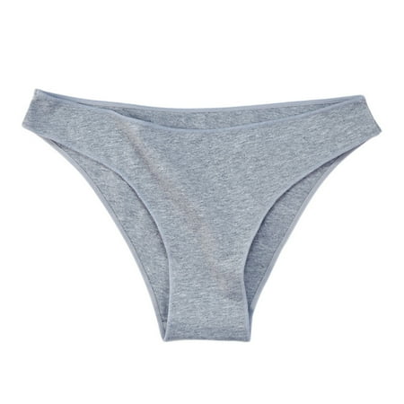

HEVIRGO Low-Rise Elastic Waistband Seamless Women Briefs Simple Solid Color Cotton Panties
