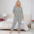 thumbnail image 2 of GPOECD Combinaison Pyjama à Capuche Duveteuse pour Femmes, Manches Longues, avec Poches, Pyjama d'Hiver pour Femmes, Chaud, Gris Pâle, TG, 2 of 5