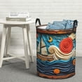thumbnail image 6 of Picia Whimsical Sailboat Ocean Art Pattern Large Laundry Basket, Waterproof, Freestanding Laundry Hamper, Collapsible Tall Clothes Hamper with Extended Handles-Medium, 6 of 6