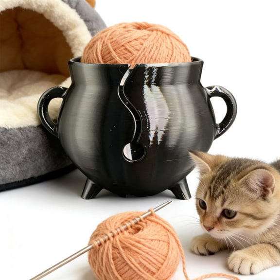 Round Shape Yarn Holder Bowl Yarn Thread Dispenser Container with Carved Holes For Crocheting Knitting Project