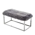 thumbnail image 5 of Inspired Home Randy Faux Fur Bench Chrome Frame Ottoman Modern, Grey, 5 of 9