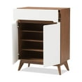 thumbnail image 3 of Baxton Studio Calypso Mid-Century Modern White and Walnut Wood Storage Shoe Cabinet, 3 of 7