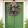 thumbnail image 2 of de flores artificiales de primavera de 15,7 pulgadas con hojas , arreglos florales para puerta delantera, ventana, pared, decoración Rosado y morado Gloria Guirnalda de flores, 2 of 8