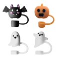 thumbnail image 2 of Clearance Items! 4Pc Halloween Straw Hats, Hilingoto Halloween Cover Soft Pumpkin Bat Covers Soft Pumpkin Bat Lids Water Cup Accessories Halloween Decor for Home Business(4*Straw Caps), 2 of 7