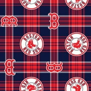 MLB Boston Red Sox 58" 100% Polyester Fleece Sports Logo Fabric By the Yard, Red and Blue