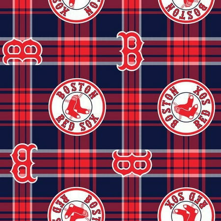MLB Boston Red Sox 58" 100% Polyester Fleece Sports Logo Fabric By the Yard, Red and Blue