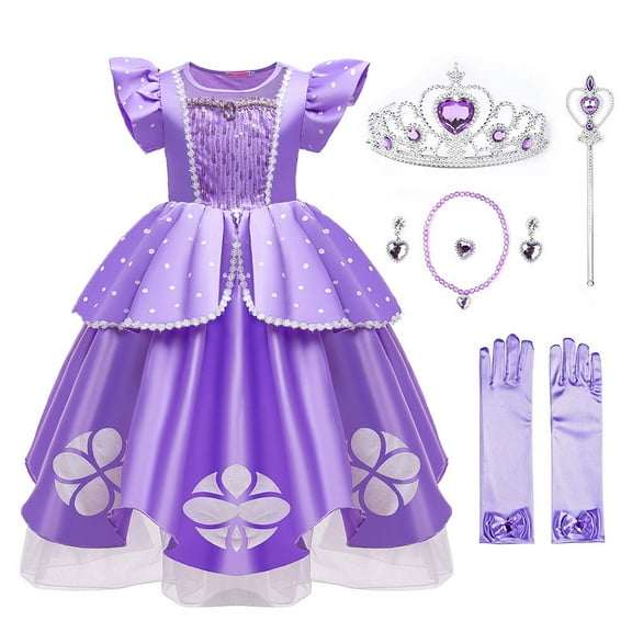 Girls Sophia Princess Costume Dress Female Halloween Cosplay Party Dress