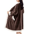 thumbnail image 4 of hotojiny Fuzzy Plush Robe for Women Fleece Warm Lounge Bathrobe Soft Cozy Button Down Loose Housecoat Sleepwear, 4 of 7