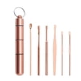 thumbnail image 1 of Qarigey 6 unids/set cuchara de limpieza de orejas para niños, recogedor de cera de orejas de acero inoxidable con mango, palillo portátil Monitores de salud Oro rosa, 1 of 6