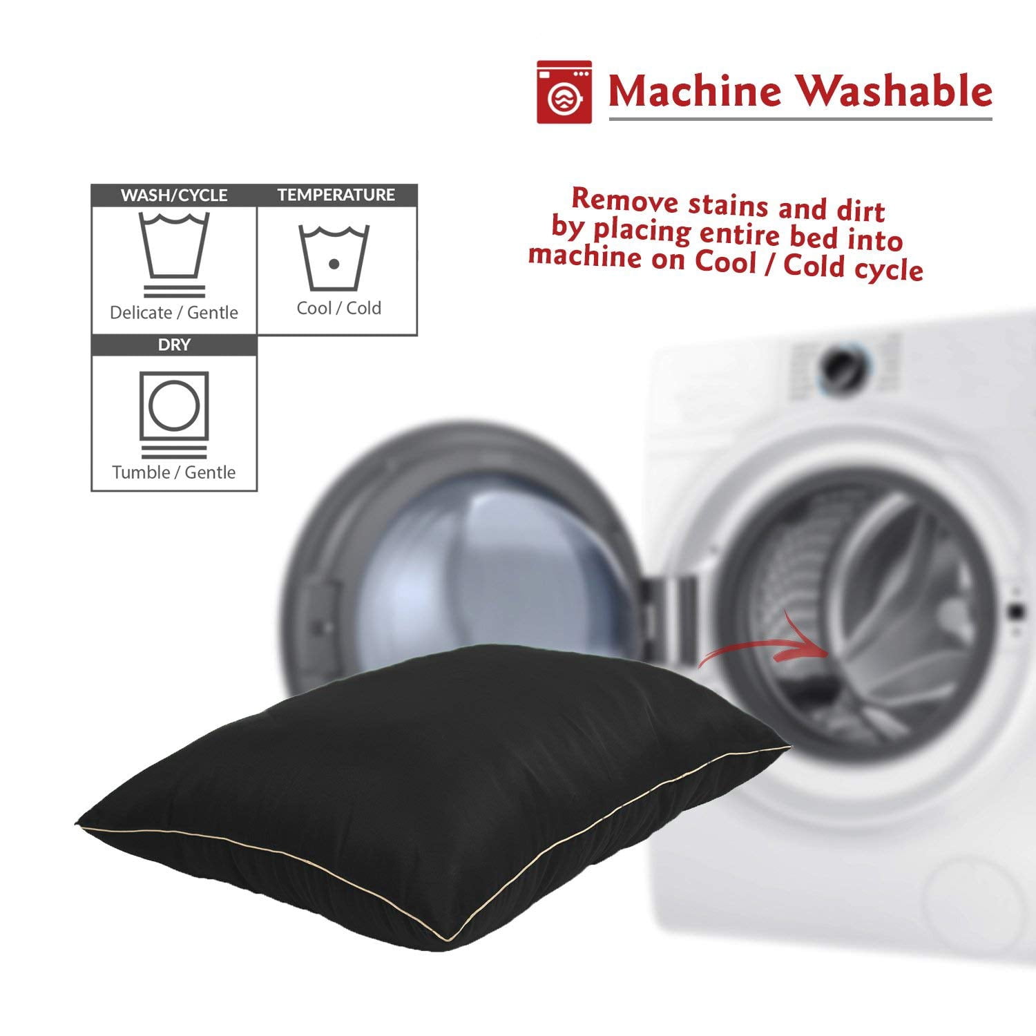 Majestic Pet Super Value Machine Washable Pet Dog Bed, Large, Black