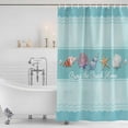 thumbnail image 3 of Teal Summer Coastal Shower Curtain, Waterproof Shower Curtains for Bathroom, Modern Ocean Waves Starfish Shell Washable Fabric Bathtub Curtain Set Bath Decor with 12 Hooks 72"x78", 3 of 8
