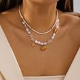 thumbnail image 4 of NICKSUN Boho Ocean Themed Layered Beaded Necklace, Multi-Layer Stackable Starfish Shell Imitation Pearl Choker, Summer Vacation Beach Statement Jewelry, 4 of 7