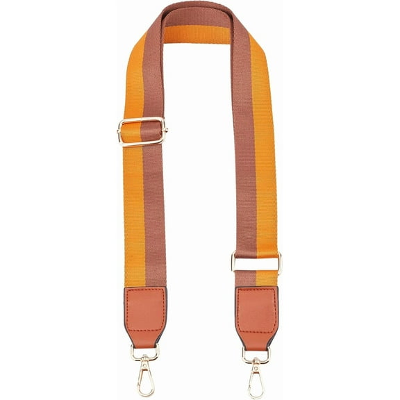 Stripe Pattern Adjustable Nylon Bag Strap with Zinc Alloy Clasps for Bag Replacement Accessories Saddle Brown 80~140x3.8cm