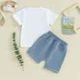thumbnail image 3 of Bagilaanoe 2pcs Toddler Baby Boy Shorts Set Short Sleeve Letter Print T Shirt Tops + Shorts 3M 6M 12M 18M 24M 3T Kids Casual Summer Clothes, 3 of 8