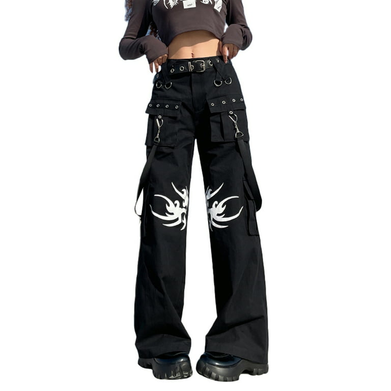 Goth Dark Vintage Streetwear Women Pants Flare Harajuku E-girl Aesthetic  Emo Grunge Female Trousers Y2K Spring 2022 Chic - Price history & Review, AliExpress Seller - Goth Dark Store